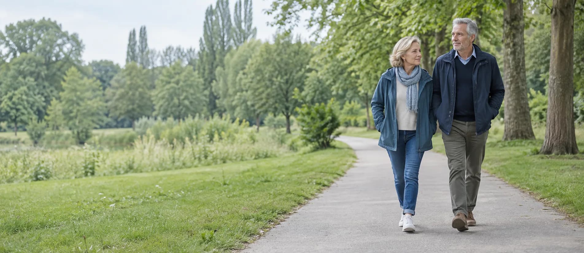 Koppel tijdens een wandeling in het park